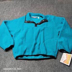 NWT NOS‎ Vintage Backpack Fleece Pullover Sweater Adult Medium Blue With Pockets